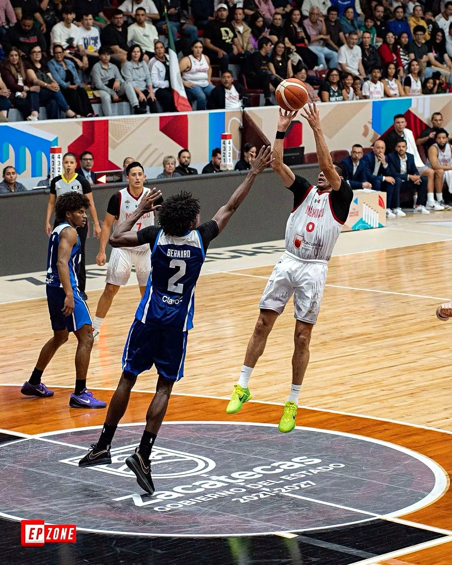 Kaleb defending on the international stage