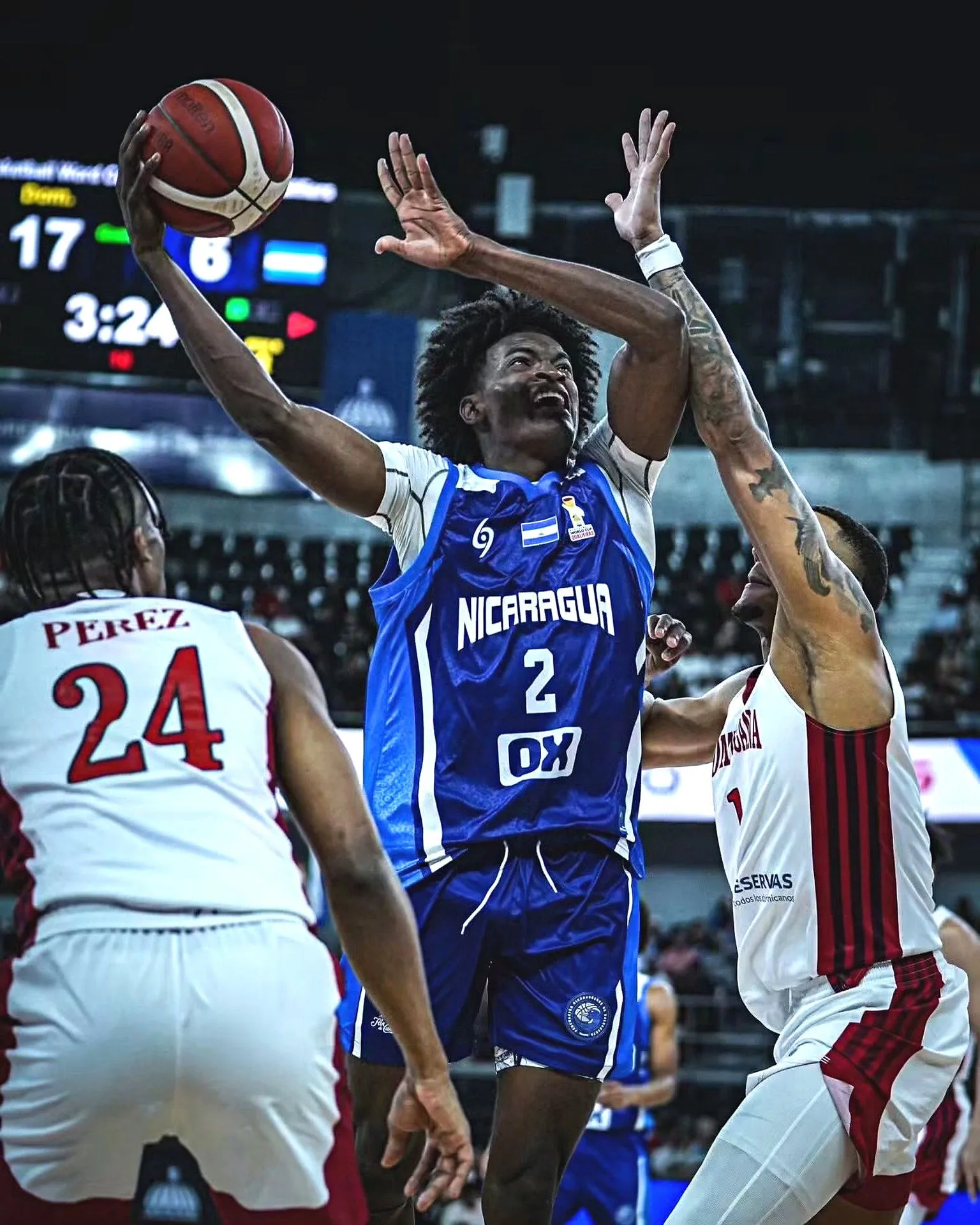Kaleb Myers rising for a finish with the Nicaragua national team